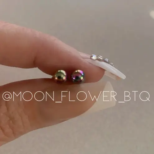 Rainbow Stainless Steel Barbell Earrings 5mm Purple