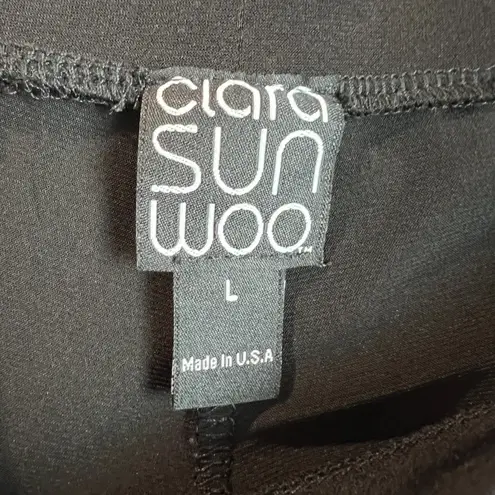 Clara Sun Woo Pants Womens Large Black Straight Leg Pull On Pocket Elastic Waist