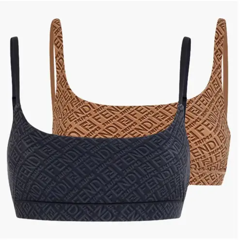 Fendi X Skims Logo Print Bikini Set; Bralette Top & Bikini Bottom Black Size L Size L