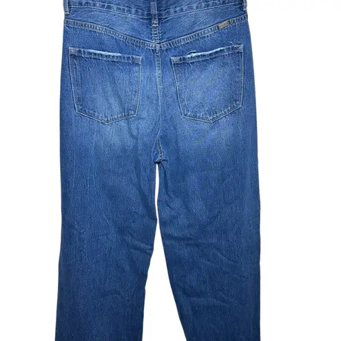 Kancan Estilo Boho Wide Leg Jean Raw Hem High Waisted Button Fly Dark Wash Size7 Blue Size 27