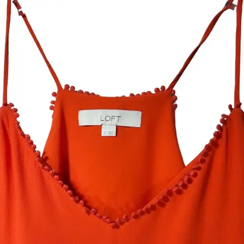 Loft  V-Neckline Racerback Lined Pom Pom Trim Camisole Top in Tangerine - Image 90