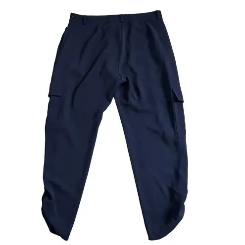 Parker  Womens Cargo Pocket Pants Navy‎ Blue Ruched Ankle Cropped Size 10