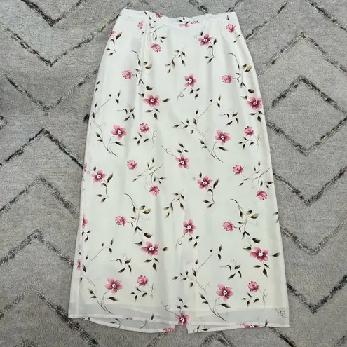 Petite Sophisticate Vintage 100% silk floral lined skirt size 6