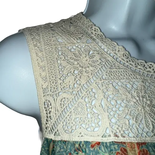 Maeve ANTHROPOLOGIE Eleanor Floral Sleeveless Lace Trim Top EUC Size