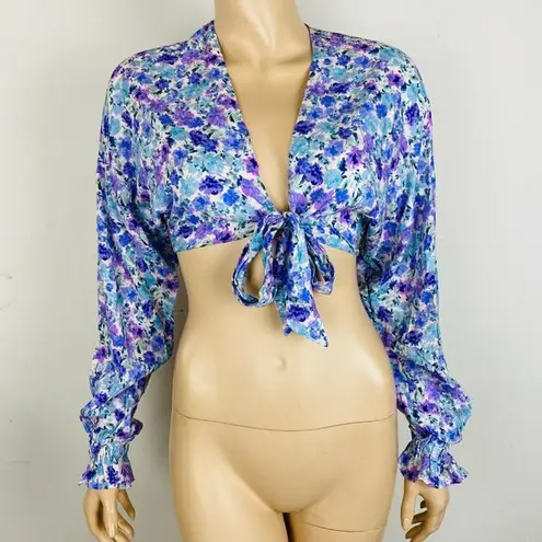 Majorelle  Revolve Colorful Floral Plunge Neckline Tie Bust Women's XS Top New