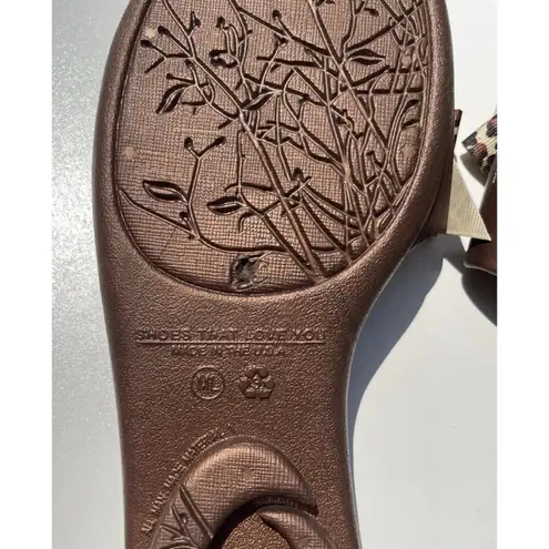 OKABEE FLIP FLOPS COPPER WITH Leopard print Tie SIZE ML 8/9 RARE USA Made Brown