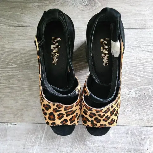 LuLaRoe  Leopard Animal Print Block Heel Sandals Adjustable Strap Womens Size 7.5 - Image 13