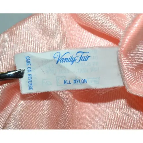 Vanity Fair Long Robe Pink Peach Small Gown USA Tricot All Nylon Vintage Buttons