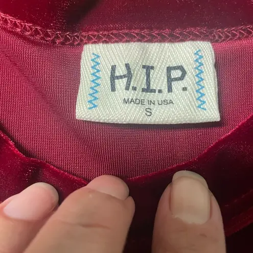 H.I.P. Velevt Velour Round Neck Long Sleeve Top Boho Whimsy Fairy Festive Small