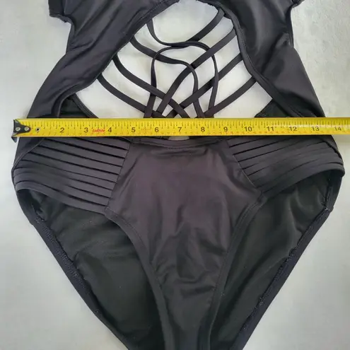 Kenneth Cole New York Women's One Piece Swimsuit Sexy Cutout Black size Small