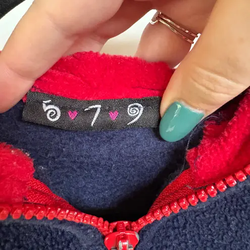 Y2K Fleece Princess Indie Sleeze Vest Full Zip Navy Red Tomboy Sporty 2000s Blue