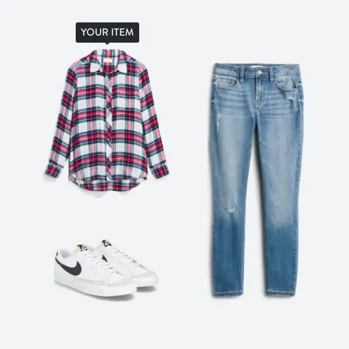 HELLO DAY Amarah Super Soft Plaid Button Down Red