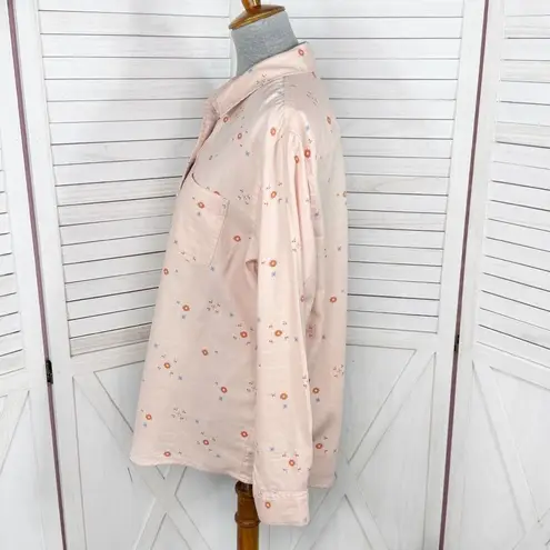 a.n.a A new Approach Southwestern Print Cotton Flannel Button Up Shirt Peach Large thumbnail 2