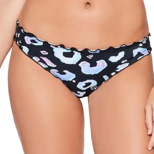 Salt+Cove LEOPARD MULTI Ruffled Bikini Swim Bottom Black