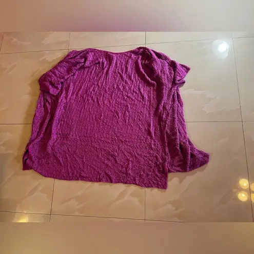 Catherines womens crochet open cardigan sweater orchid pink elbow sleeve 3X