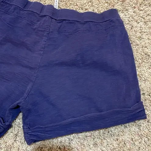 Michael Stars 100% Cotton Cuffed Navy Blue Casual Shorts Elastic Waist Medium