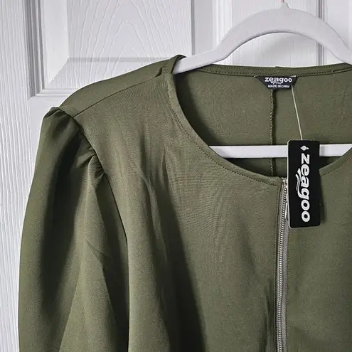 Zeagoo Zippered Front Cropped Blazer Jacket - Size XL