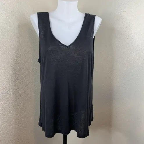 Rails The Resort Tank Black Sleeveless Shirt Thin Lightweight Sz L Linen Blend