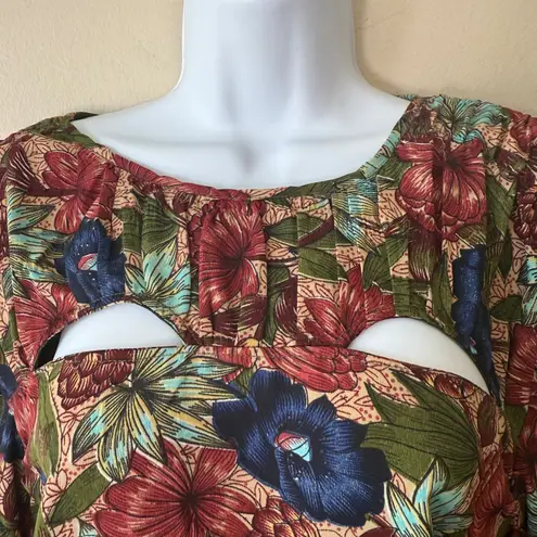 Walter Baker Floral Cutout Bodycon Dress Size 12 Puff Sleeve Ruched Party