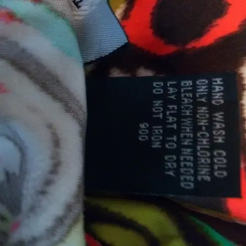 R.O.T. M Bold Tahiti Vibe Long Sleeved 70s Pullover Top in Orange Lime Black Size M