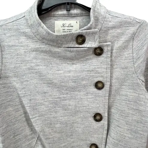 Hi Line Jacket Womens XS Gray Wool Blend Asymmetrical Button Utility Moto Cozy