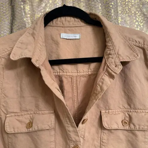 Outerknown S.E.A. Tan Sand Cotton Linen Jumpsuit Short Sleeve Medium