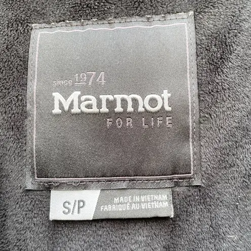 Marmot Black Montreal Long Down Puffer Jacket Faux Fur Hood S 700 Fill