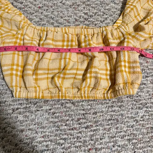 Capulet Jodi Yellow Plaid Puff Sleeve Crop Top Long Sleeve Revolve- Size Medium