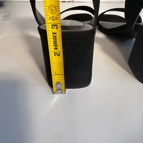 Bandolino Black Suede Block Heel Ankle Strap Sandals Women's Size 11M