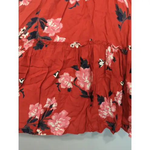Valencia & Vine Red Floral Mini Blouson Tiered Dress Medium NWT Summer Chic Boho