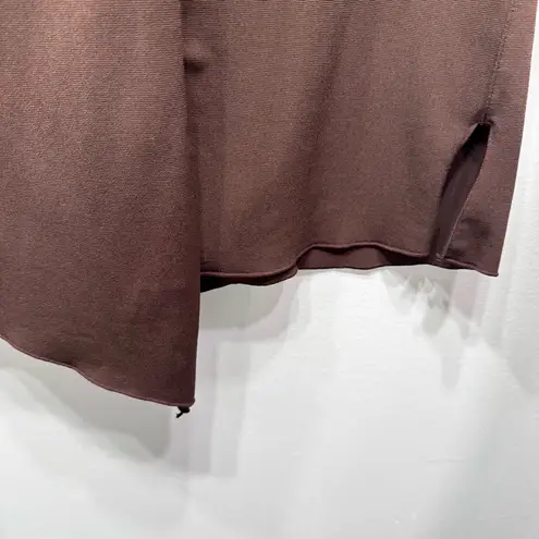 Vintage Y2K Brown Tank Top with Burgundy Gray Trim Asymmetric Raw Hem Alain Weiz Size 16