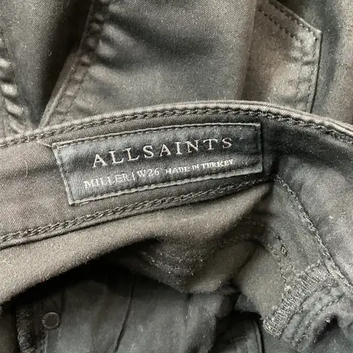 AllSaints Miller Black Coated Skinny Jeans Womens Size 26