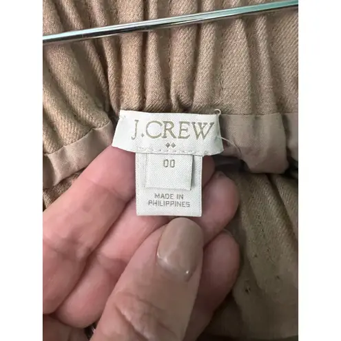 J.Crew Wool Blend Mini Skirt Tan Khaki Women's 00 | Elastic Waist Lined Pockets