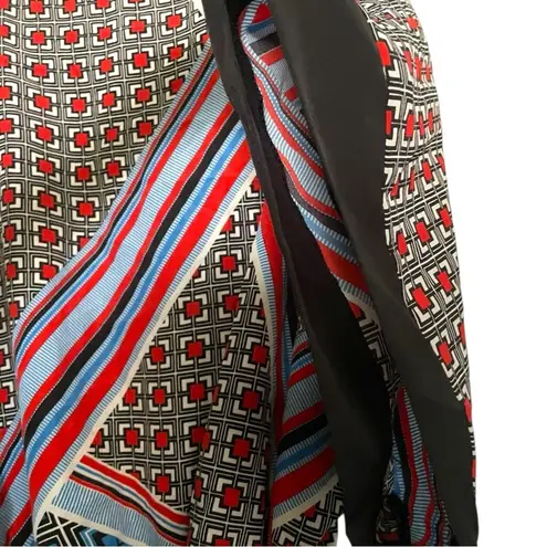 New York And Company Asymmetrical Red and White Blouse