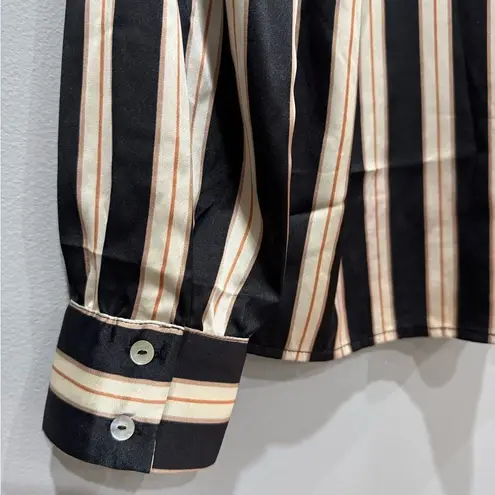 Cream/Black Haver & Blair Striped Blouse Size M EUC Black Size M