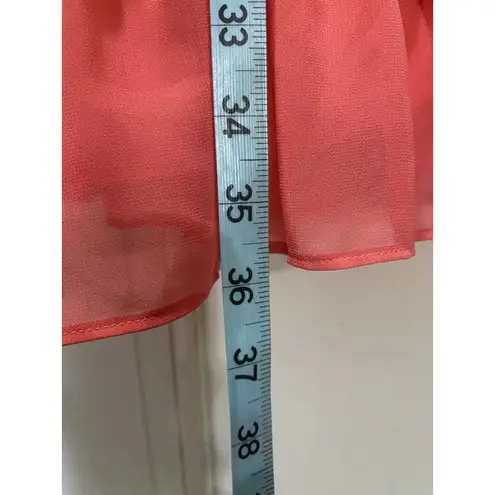 Motherhood Maternity Coral Chiffon Ruffle Lace Tassel Lined Medium Sleeveless