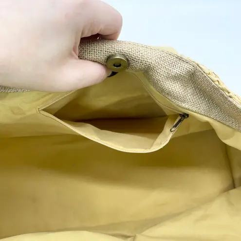 Anabaglish Raffia Tote Bag Tan Leather Beaded Boho Beach Resort Coastal Vacation