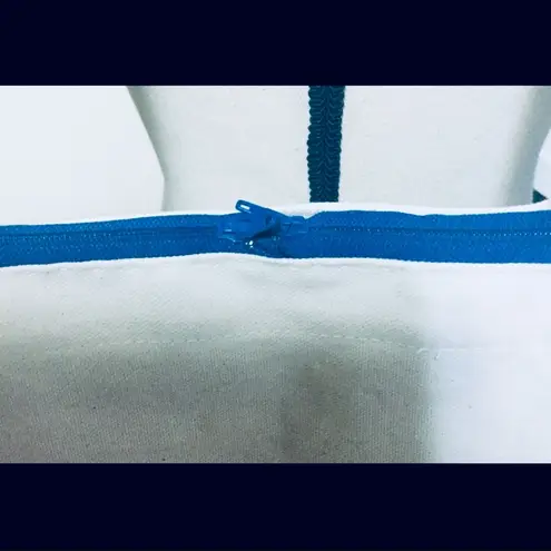 Large White Tote Bag/Purse w/ Grey & Blue Stripes