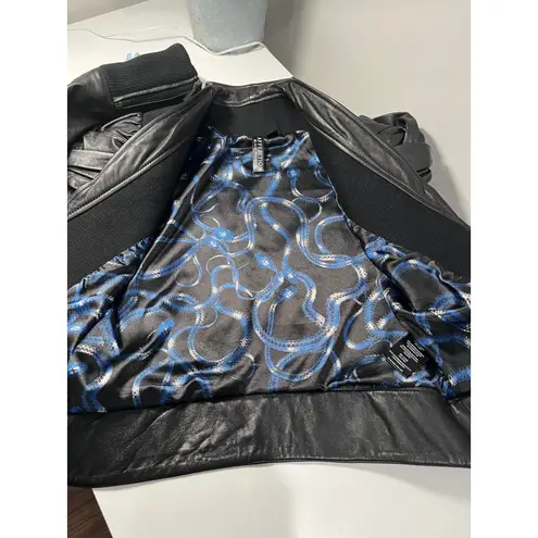 Affliction Black Premium Genuine Leather Puffed Sleeve Jacket Women Medium