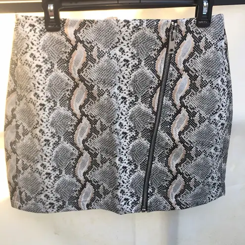 Endless Rose New Asymmetric Zip Front Snake Skin Print Mini Skirt