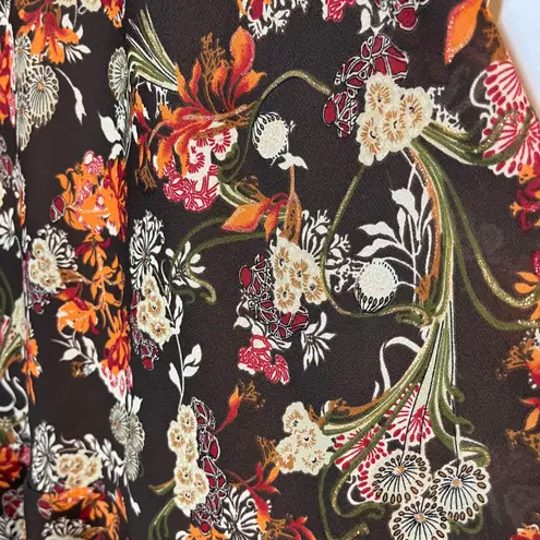 Y2K Floral Ruffle Midi Skirt Brown Plus Size 3X Long Boho Cottage Ren Fair Fairy