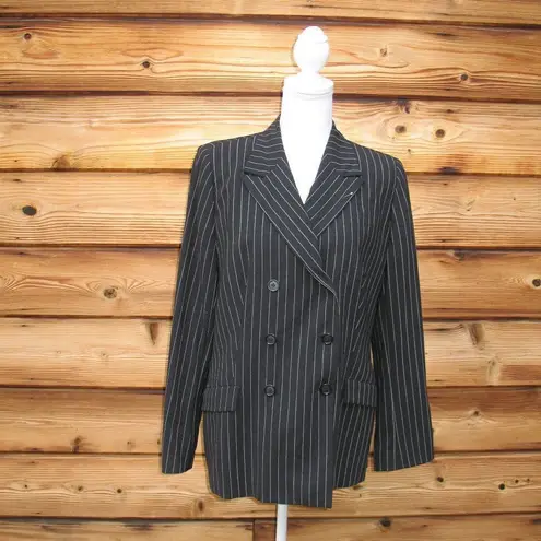 Piazza Sempione Vintage Stretch Wool Pinstripe Double Breasted Jacket Blazer L
