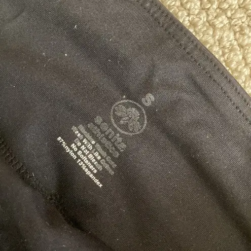 Senita Athletics High Rise Grey Black Leggings Pant Mesh Stripe Sz Small Pockets