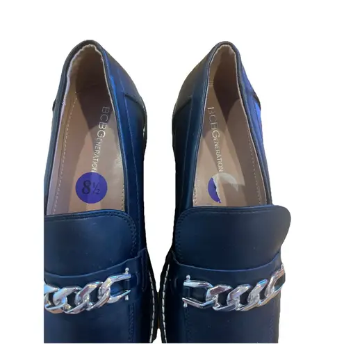 BCBG Generation Women’s Casual Y2K Chunky Black Heel Slip On Loafers Size 8.5