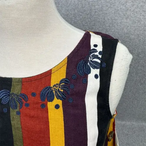 Ellen Tracy Women's Sleeveless Striped Linen Tank Top Size S Multicolor