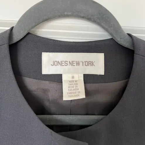 Jones New York Gray Collarless Button Front Blazer Jacket Size 8