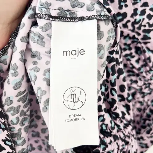 Maje Cinched Mini Dress Pink Leopard Animal Print Size 38 Medium