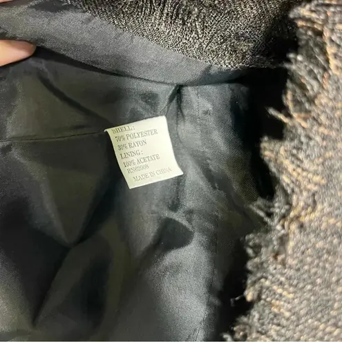 Lena gabrielle New York Tweed Eyelash detail Blazer Jacket Size 6 Vintage Black