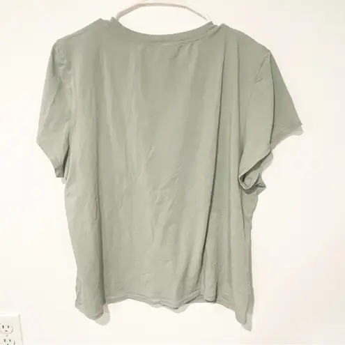 SKIMS  Kim Kardashian Size 4X Green DEEP V NECK T-SHIRT