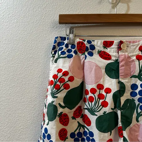 Marimekko x Uniqlo LARGE Cotton Pleated AOP Poplin Fruit Pattern Shorts Size L White